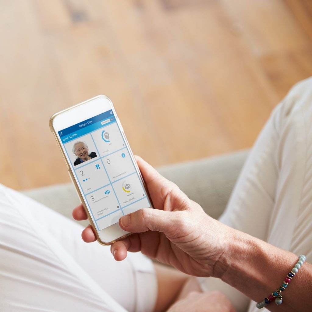 Nxtgen Care M-Factor smartphone screen shot, elder care services