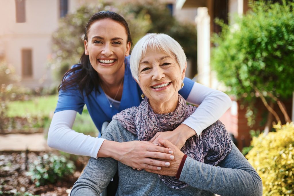 senior care staff with a female resident